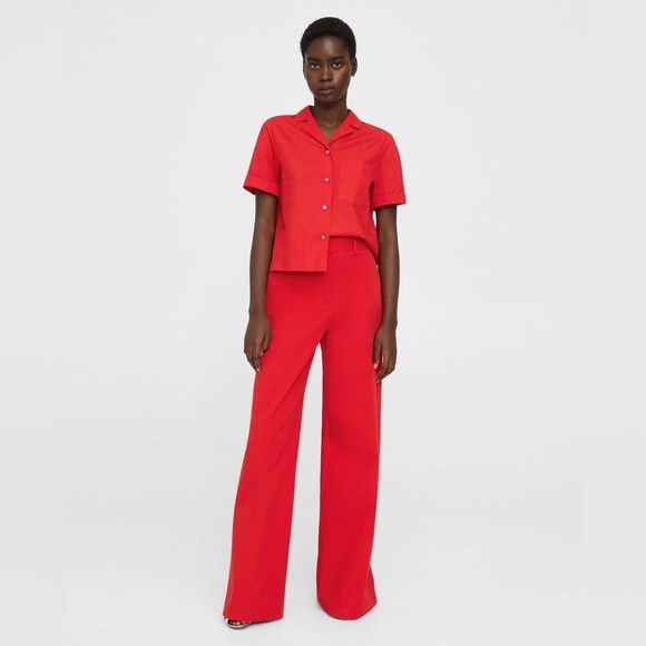 High-Waist Wide-Leg Pant in Stretch Cotton Twill NWT - Picture 2 of 5